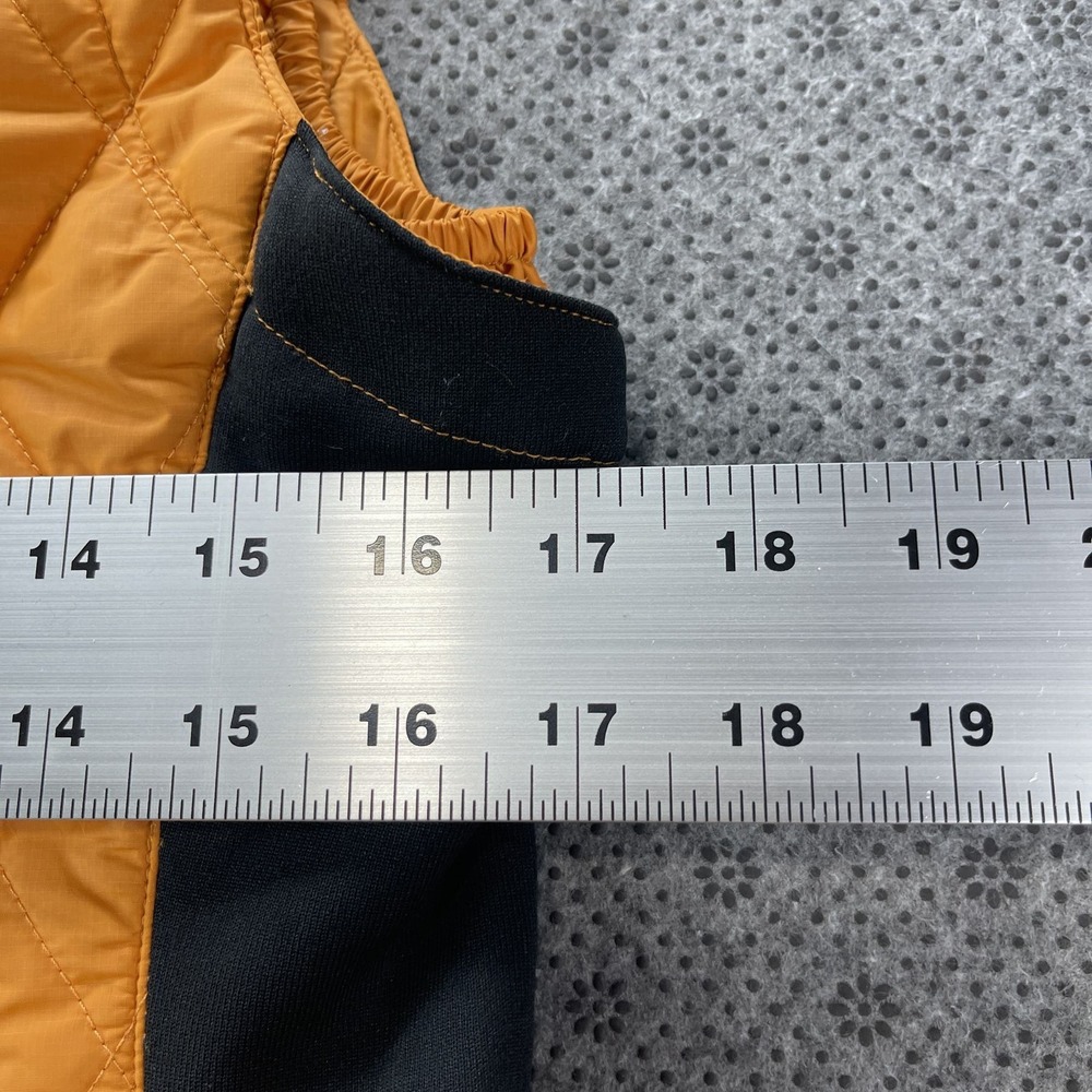 Marmot Womens S Quilted Full Zip Vest Mustard Yellow Black Stretch Side Panels - Picture 9 of 11
